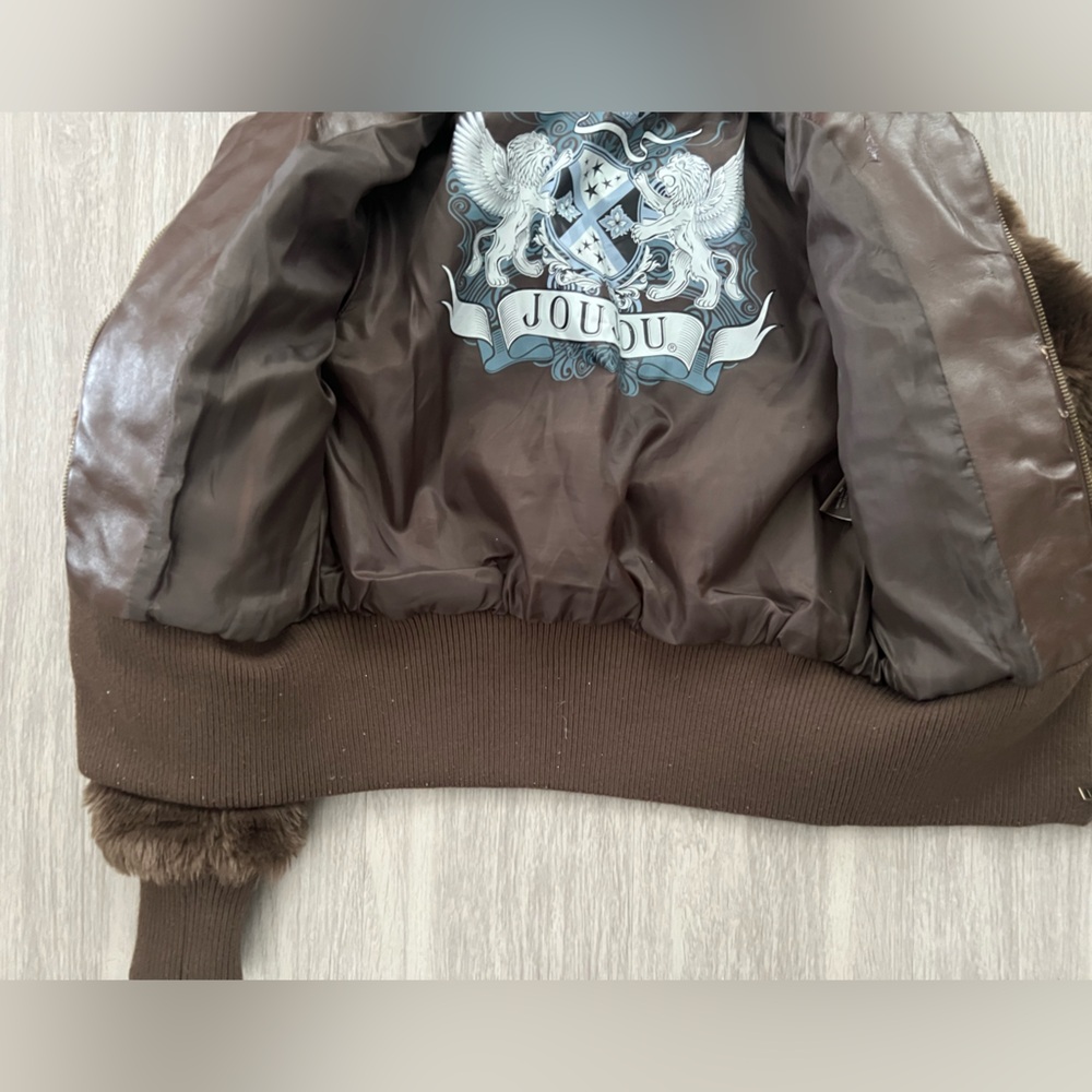Jou Jou Brown Faux Fur Puffer Jacket medium - Picture 5 of 8